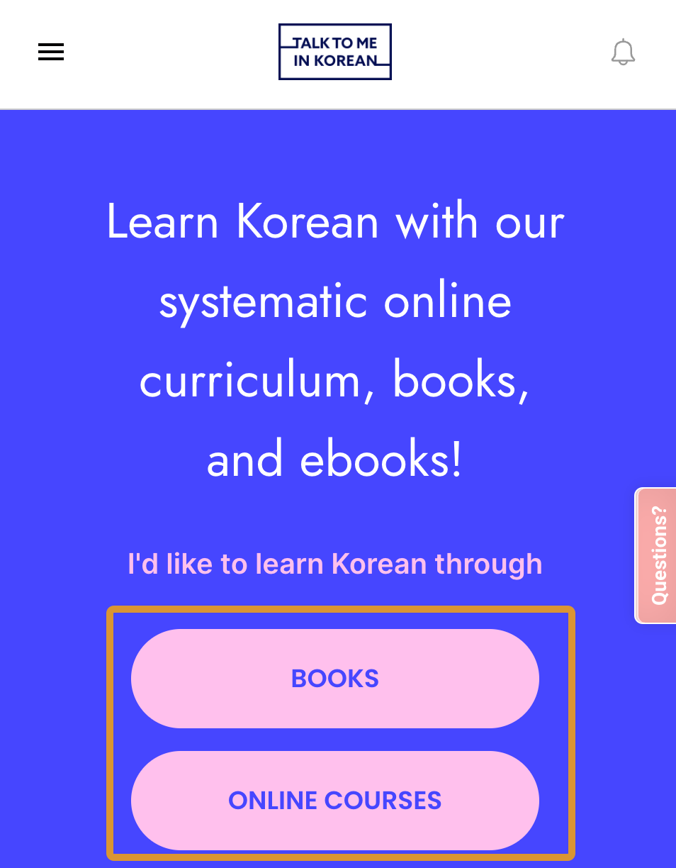 Talk to Me in Korean sells books and courses for learning Korean
