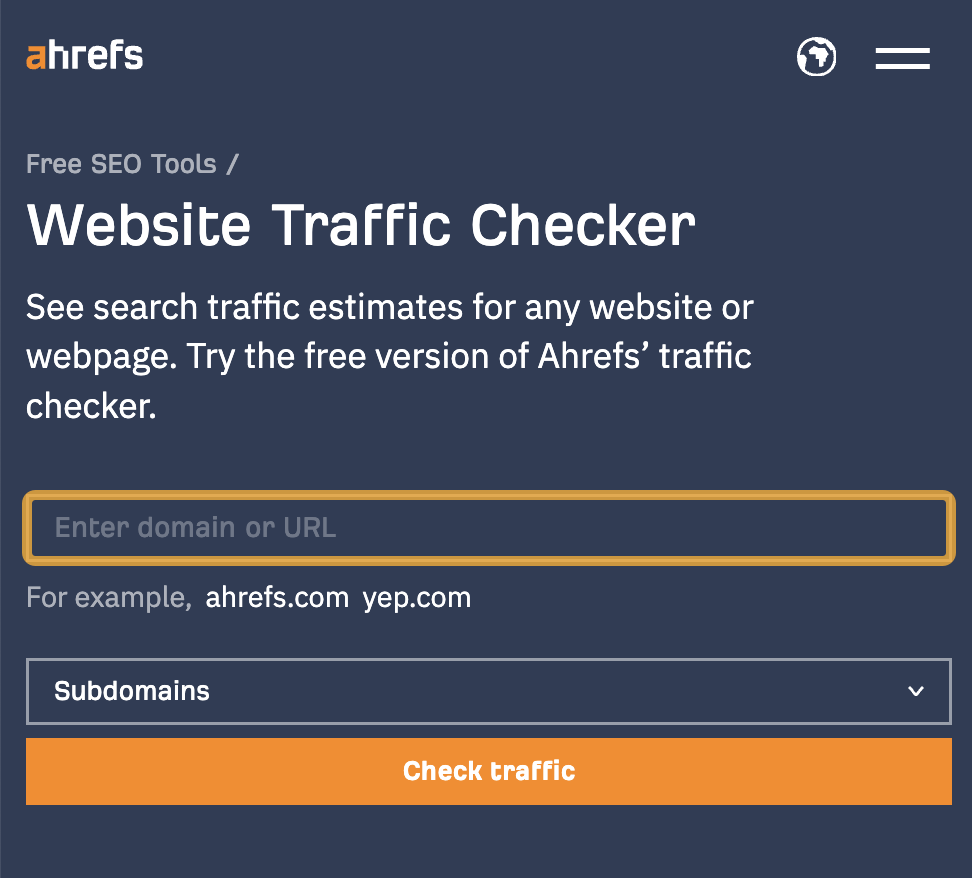 Ahrefs' free website traffic checker