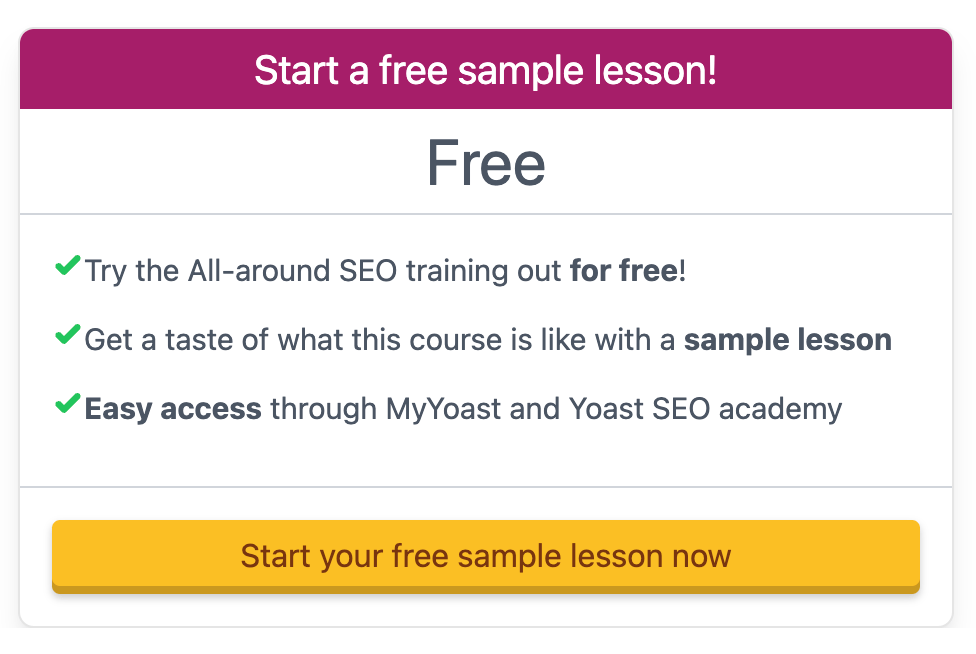 S، a free sample lesson on Yoast
