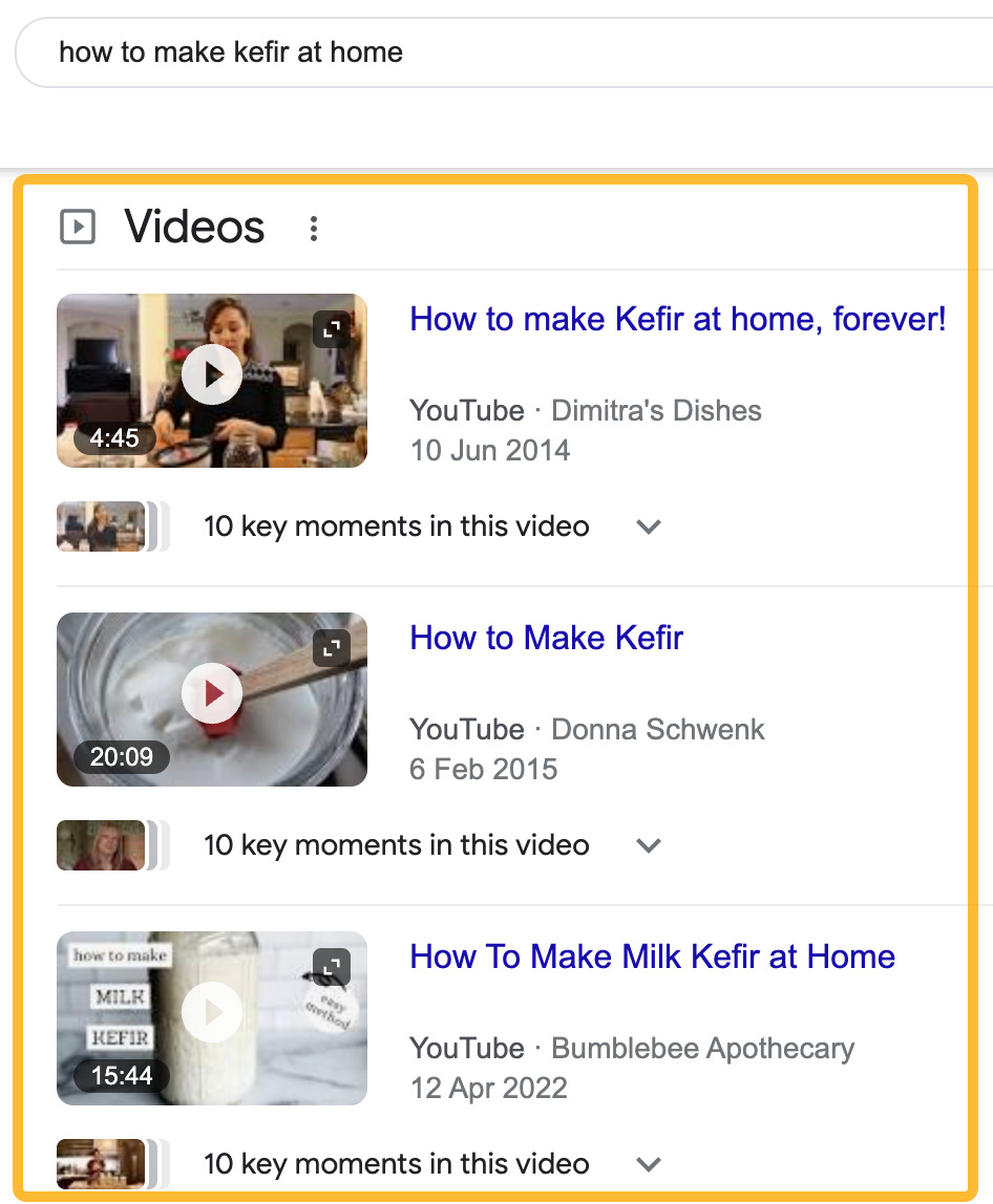 Video SERPs on Google
