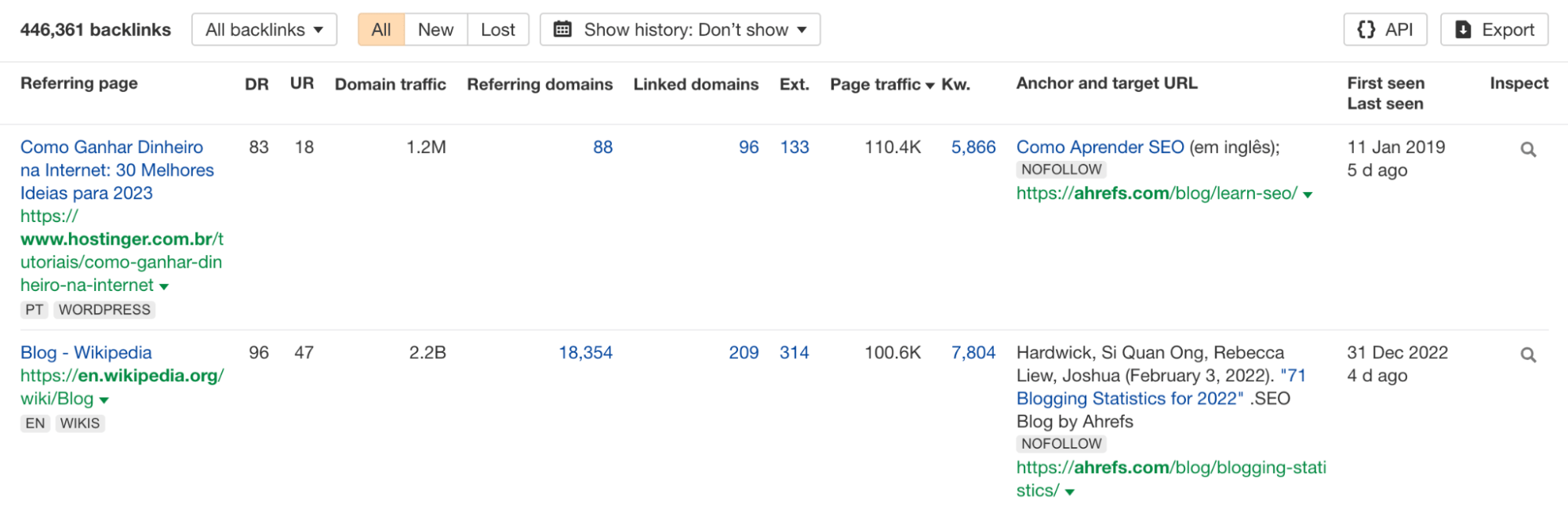 在 Ahrefs Site Explorer (网站分析) 中查看反向链接数据