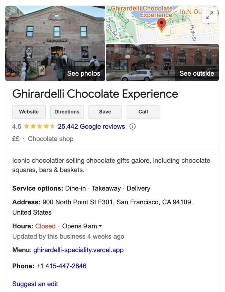 Local Business example, via google.com
