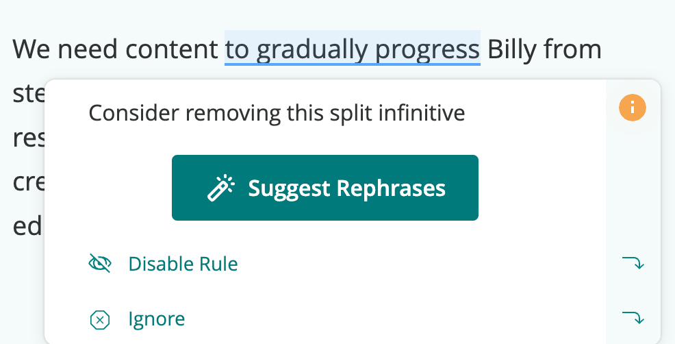 ProWritingAid can suggest rephrases
