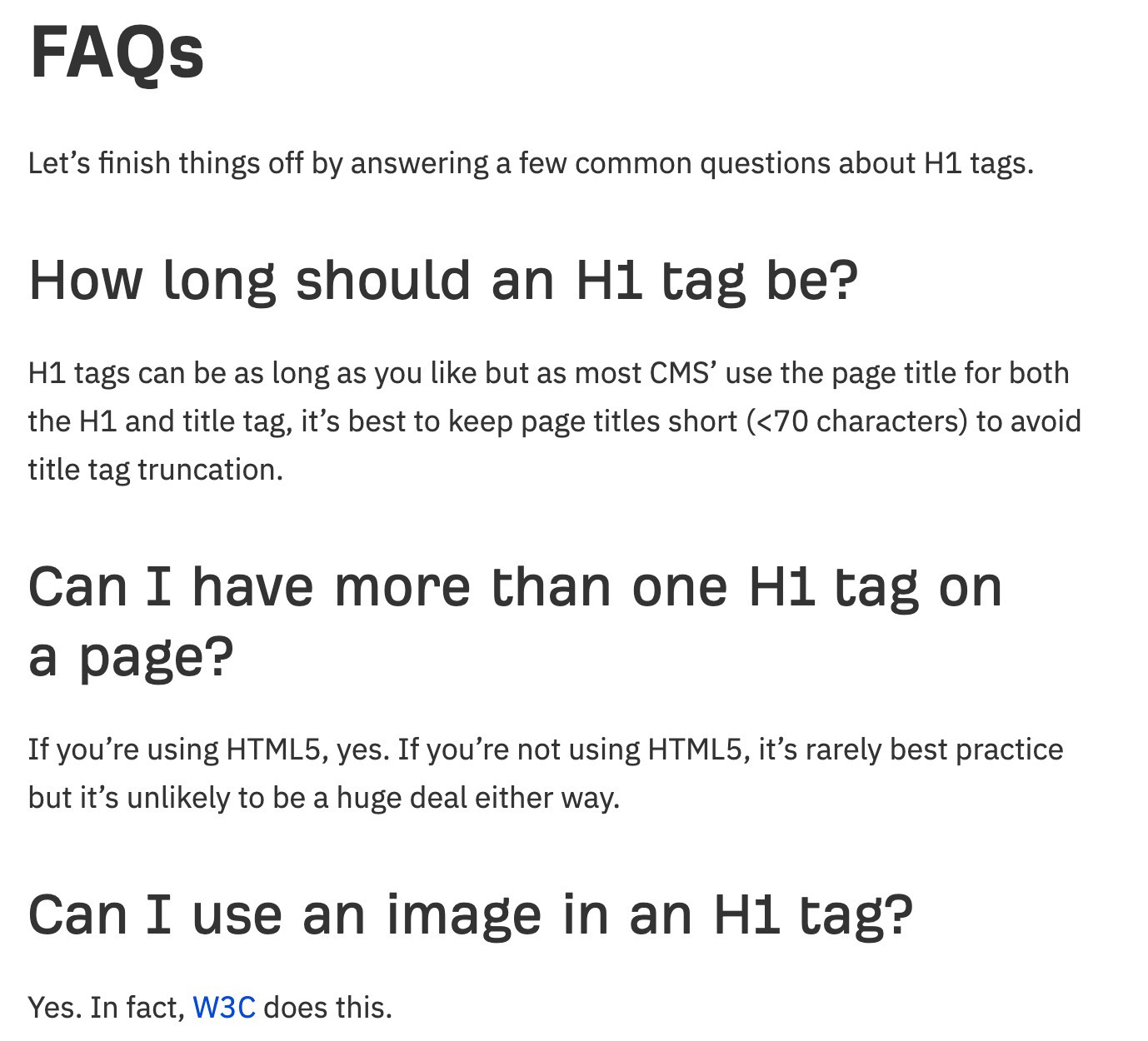 Contoh bagian FAQ pada postingan blog Ahrefs