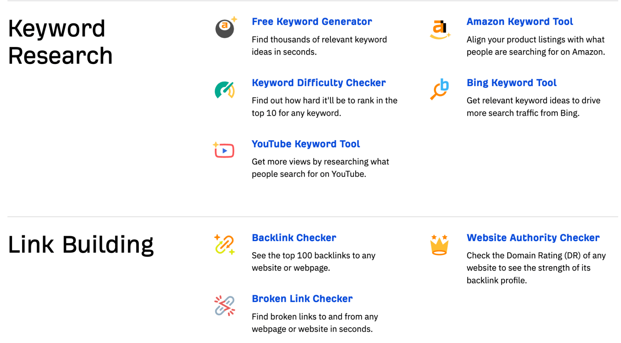 Ahrefs' suite of free SEO tools
