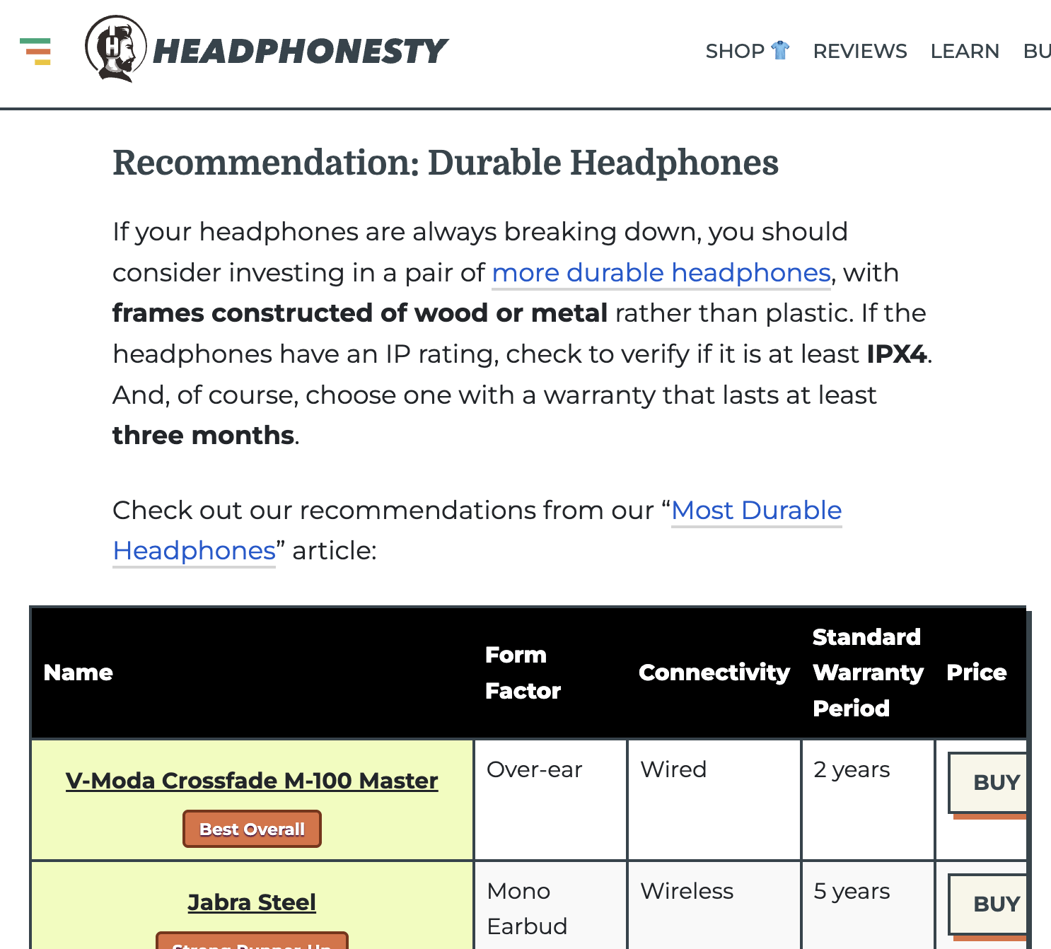 Recomendaciones para nuevos auriculares en una publicación sobre cómo arreglar los auriculares