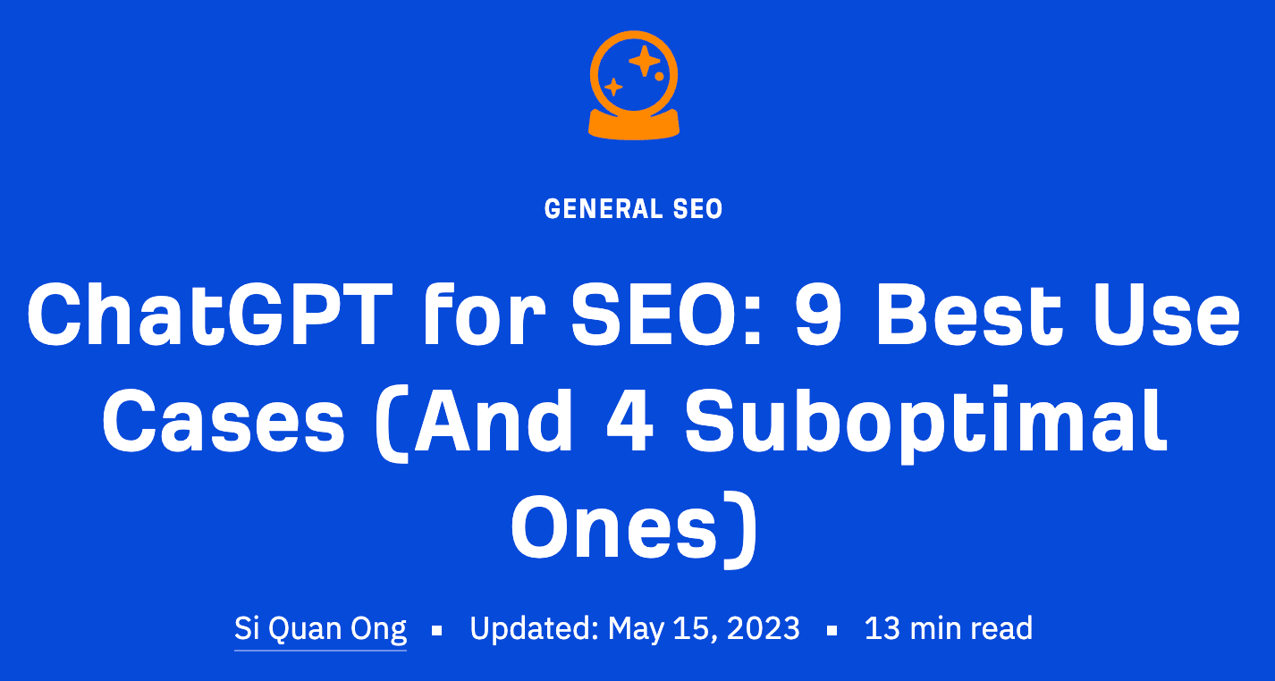 Сообщение в блоге Ahrefs о ChatGPT для SEO