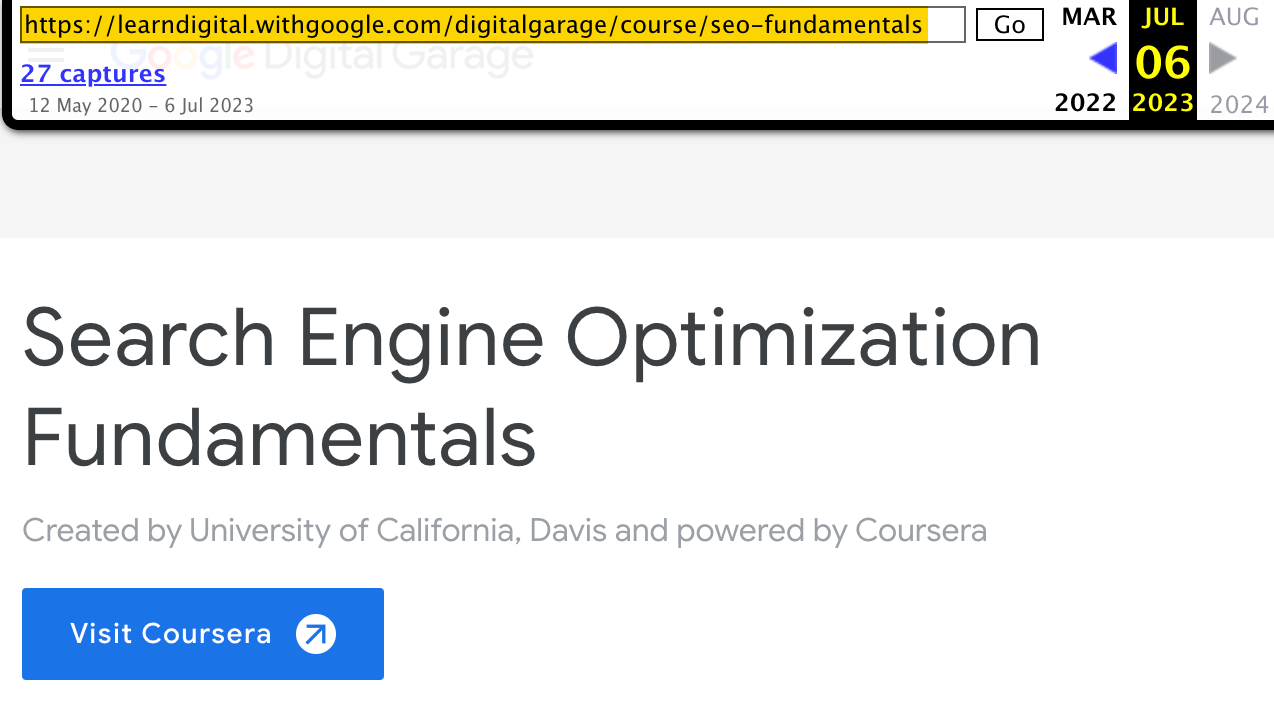 Google used to recommend the certification by UC Davis
