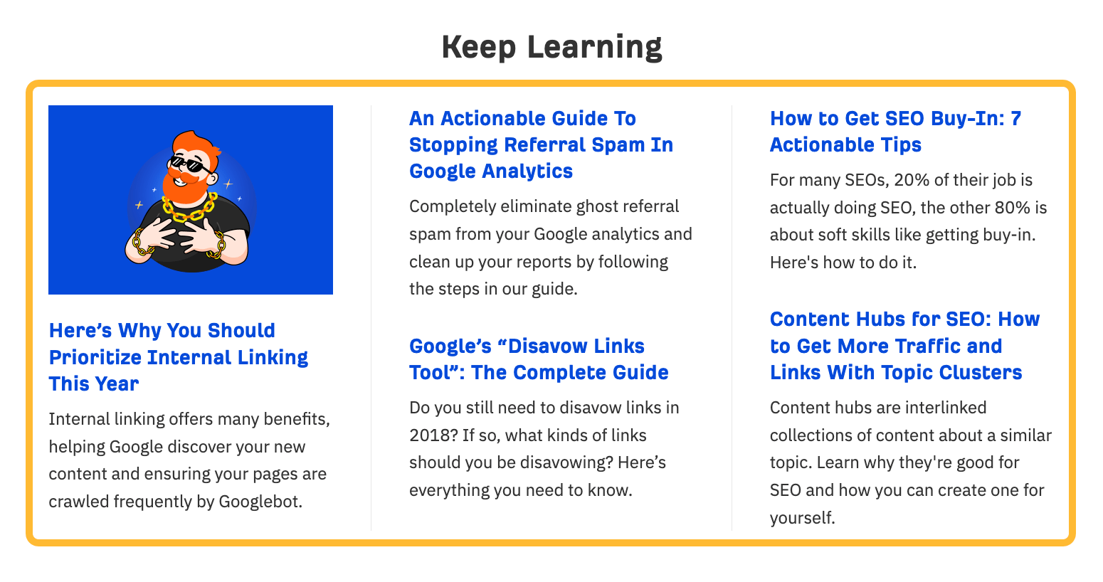 Related links section on Ahrefs blog 