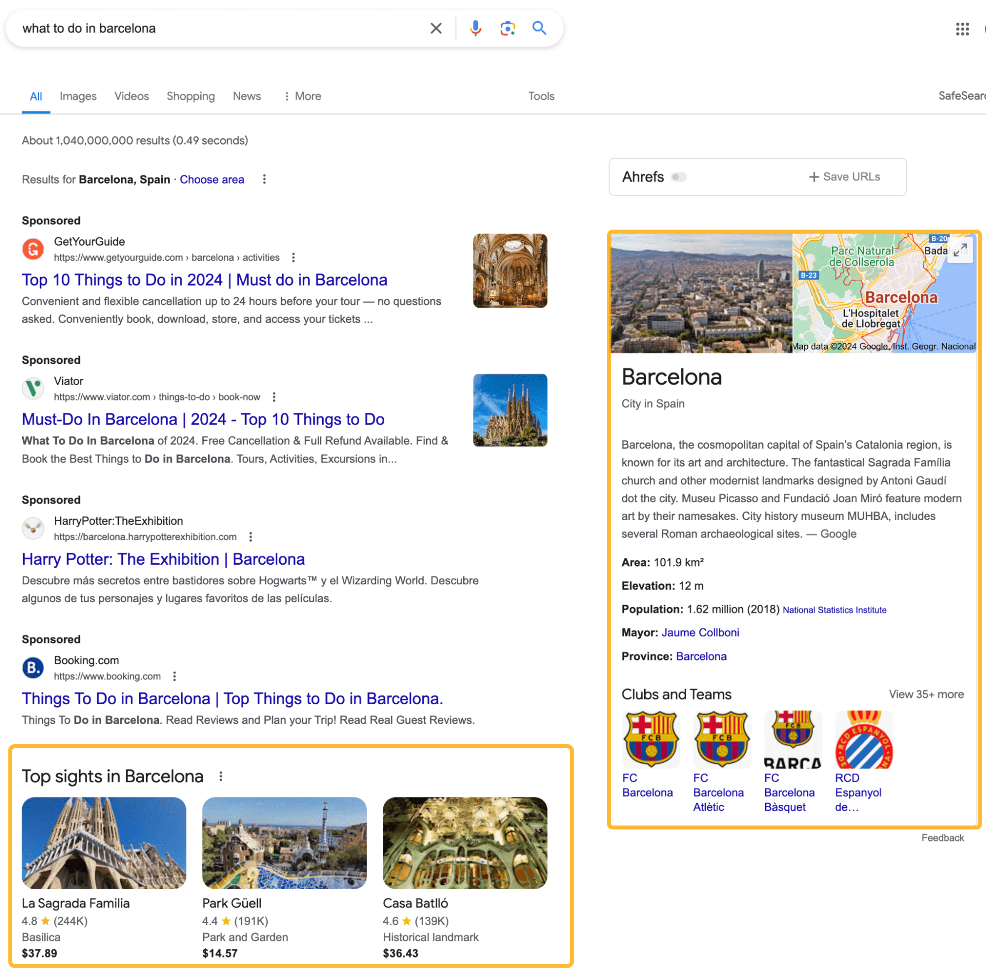 Google's SERPs show a carousel and a knowledge panel