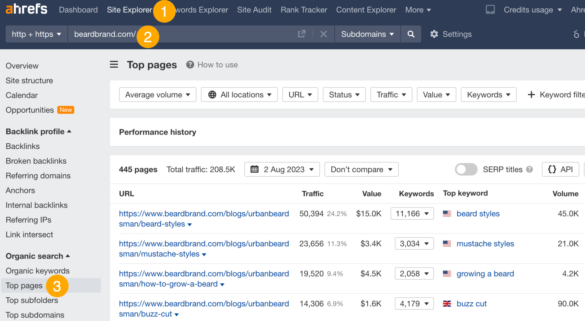 How to find competitors' popular topics in Ahrefs' Site Explorer