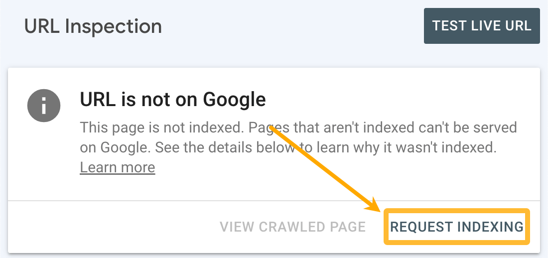 How to request indexing in Google Search Console