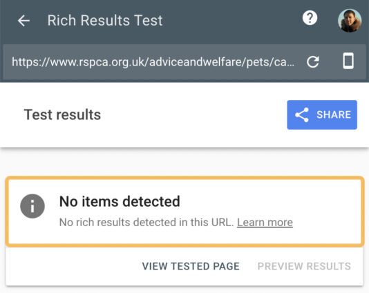 Rich Results Test tool