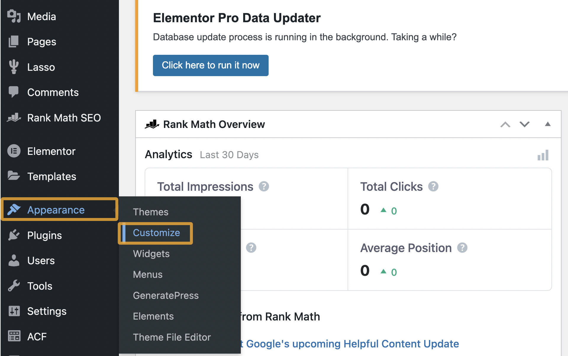 Customizing your website appearance in WordPress