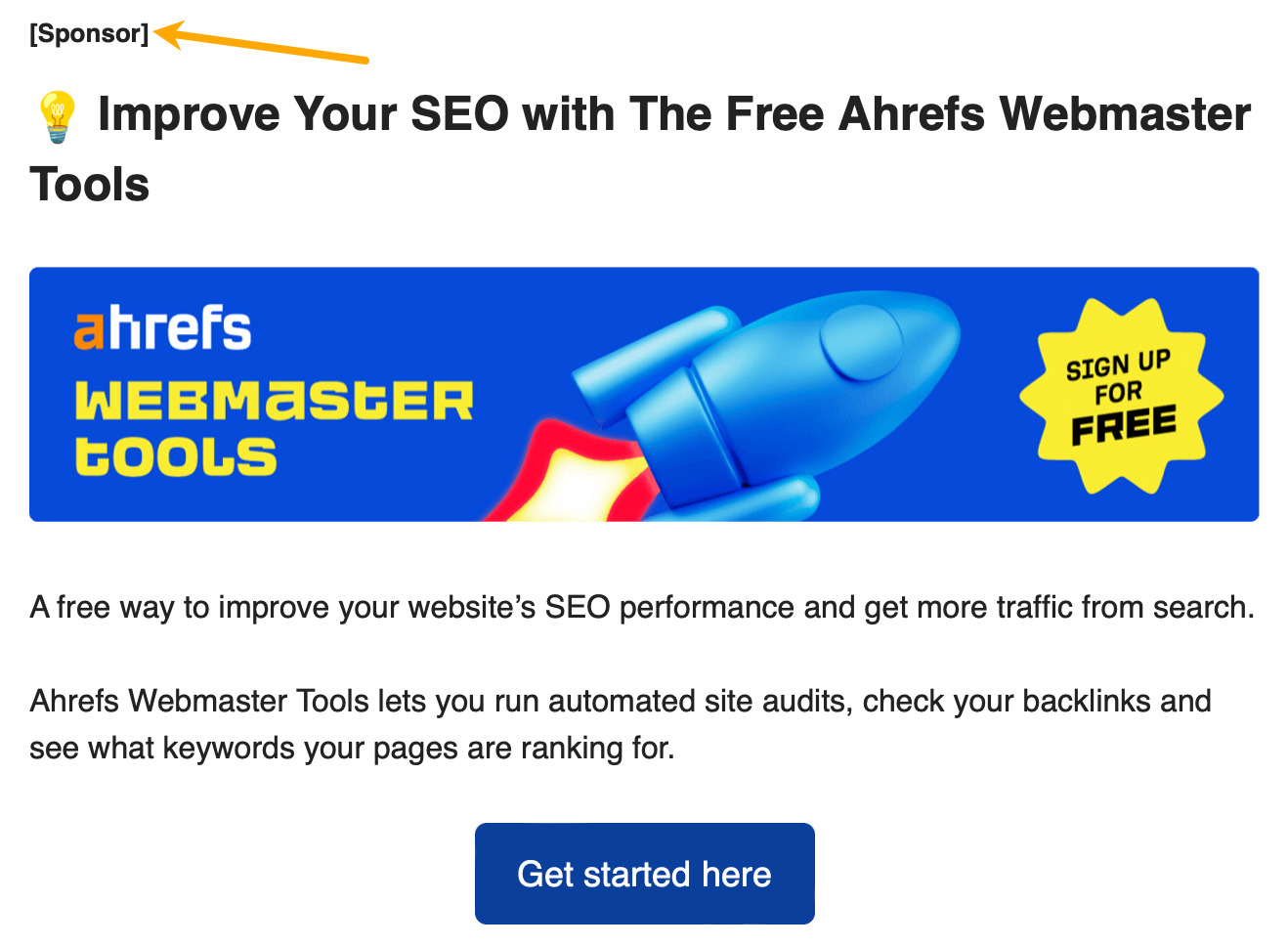 Ahrefs sponsor،p example