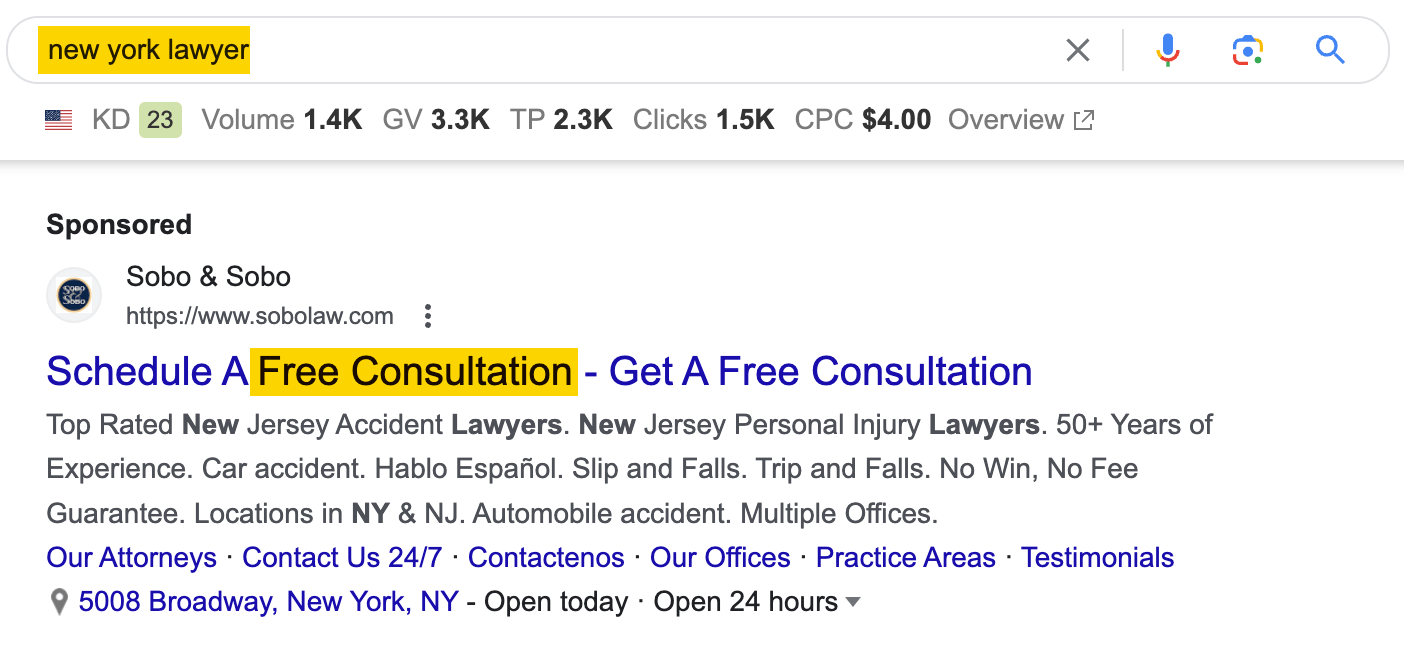 Google ad example