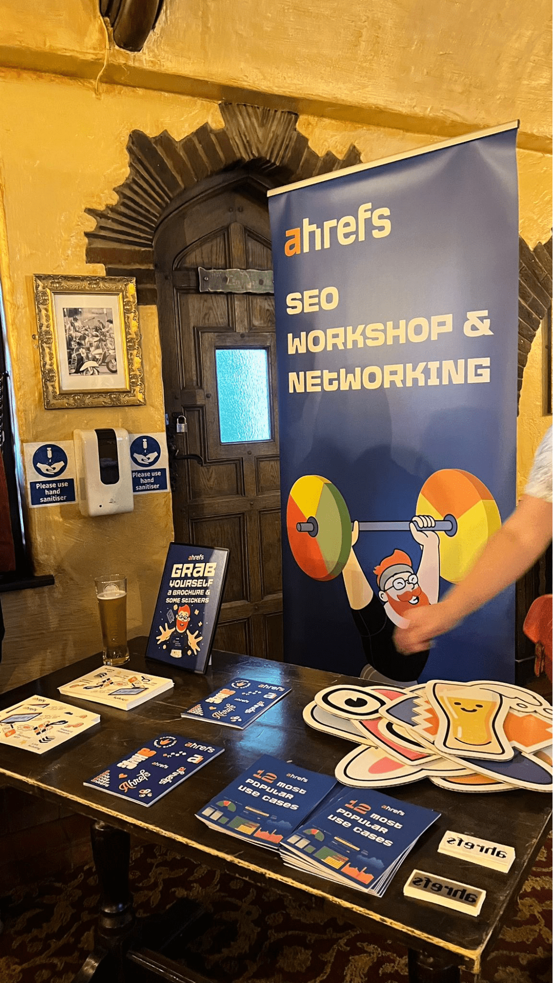 Banner and swag at the Ahrefs workshop