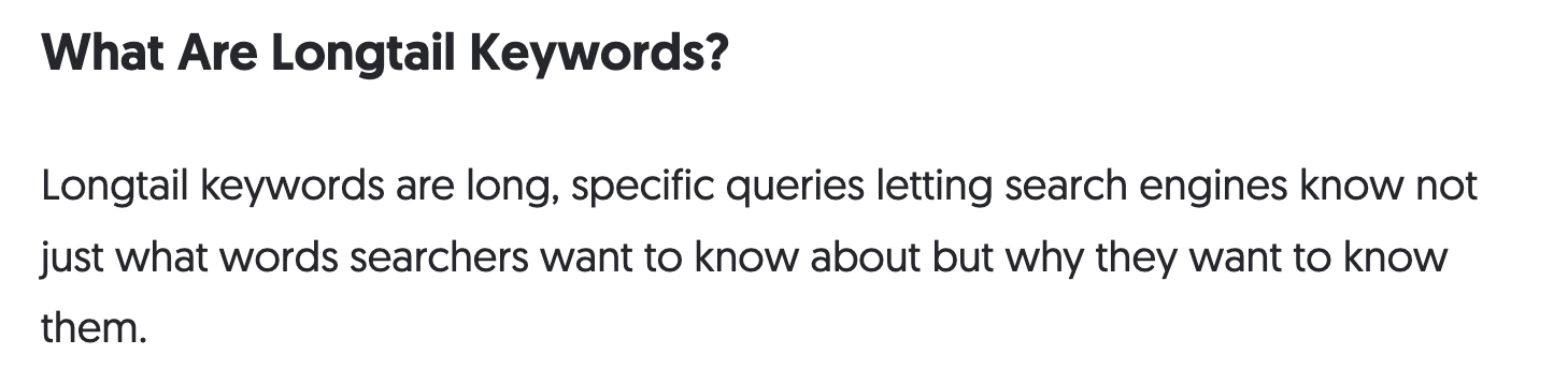 An inaccurate definition of long-tail keywords