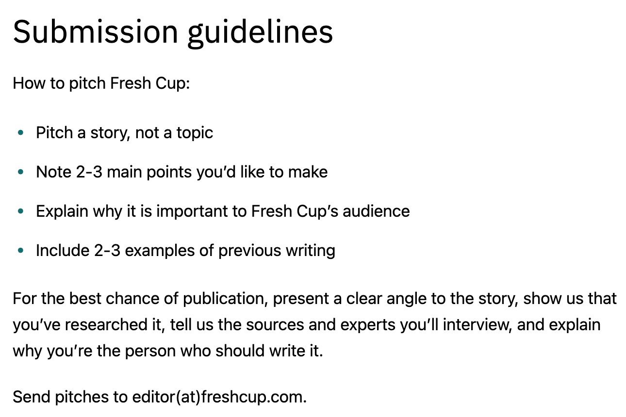 An example of a guest blog's submission guidelines
