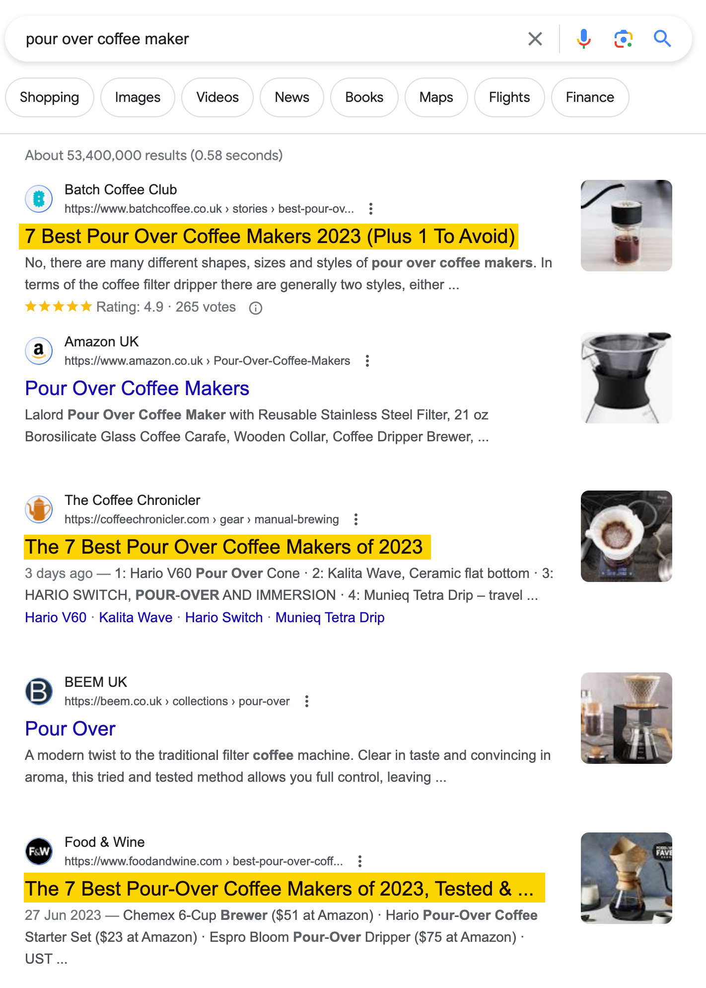 Search results for "pour over coffee maker"
