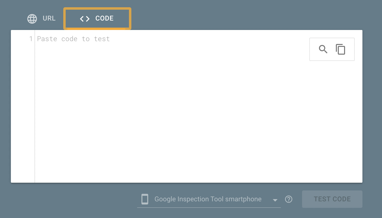 Code selector, via Google's Rich Results Test
