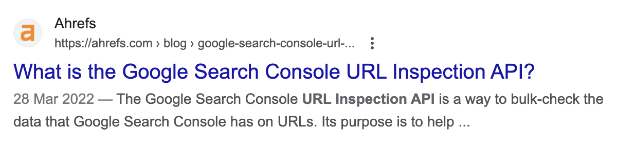 Example of a rewritten title tag in Google's search results