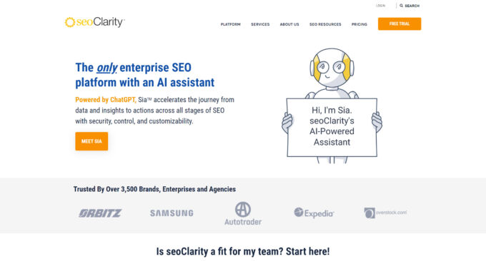 seoClarity homepage screenshot