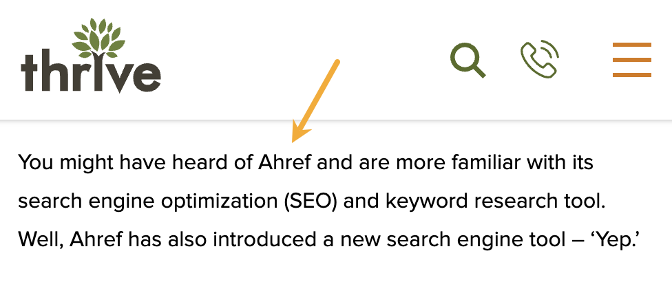 Website intro mentioning Ahrefs