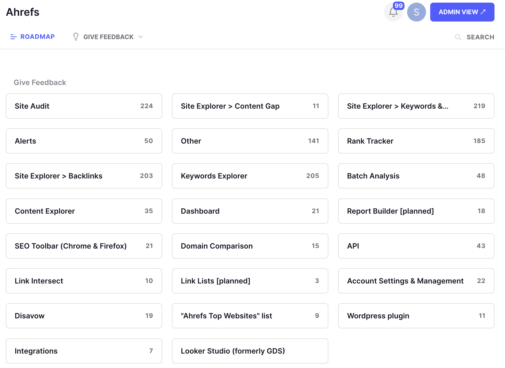 Ahrefs' Canny board
