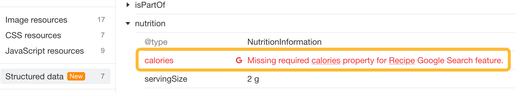 Schema validation example in Ahrefs.