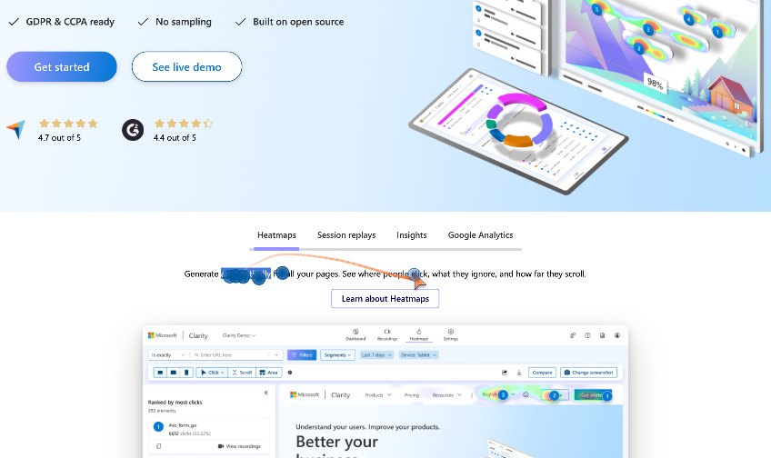 Funzionalità di registrazione in Microsoft Clarity.