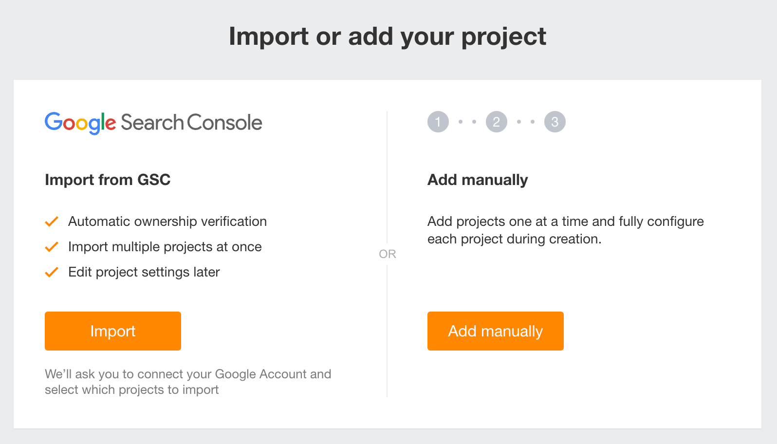 Import or add your project into Site Audit