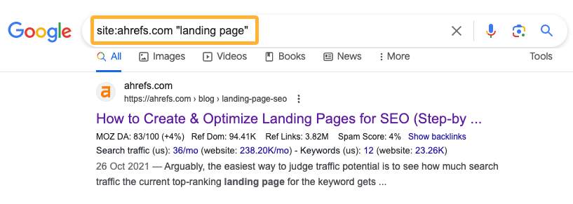 Checking for existing page with a Google site: search
