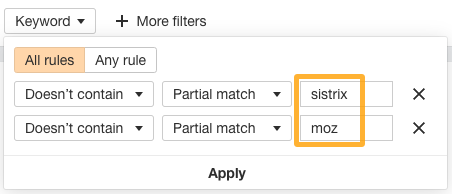 Filtering out competitors' branded terms