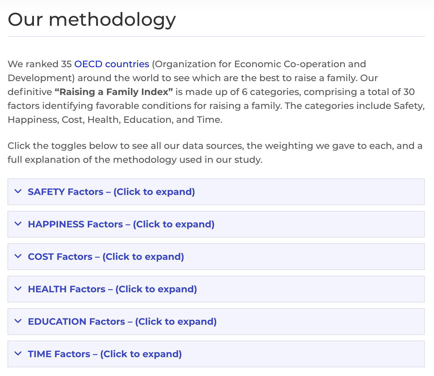 Asher Fergusson's methodology for their post on the best countries to raise children
