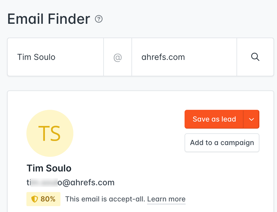 Finding Tim's email with Hunter.io