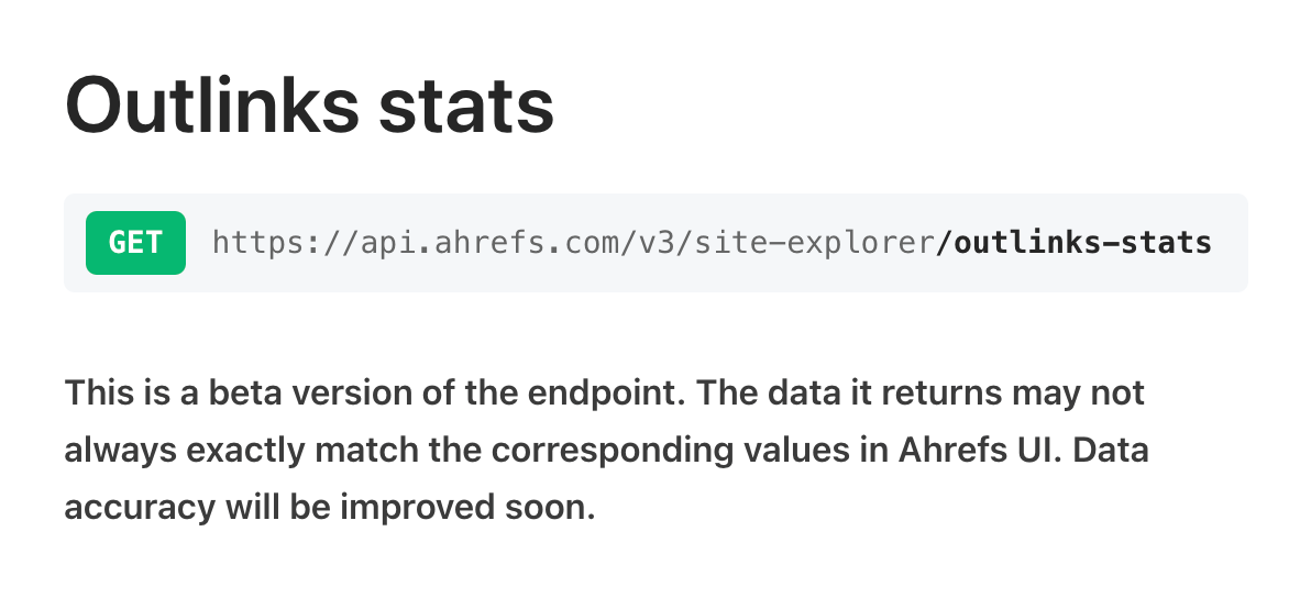APIv3 Outlinks stats