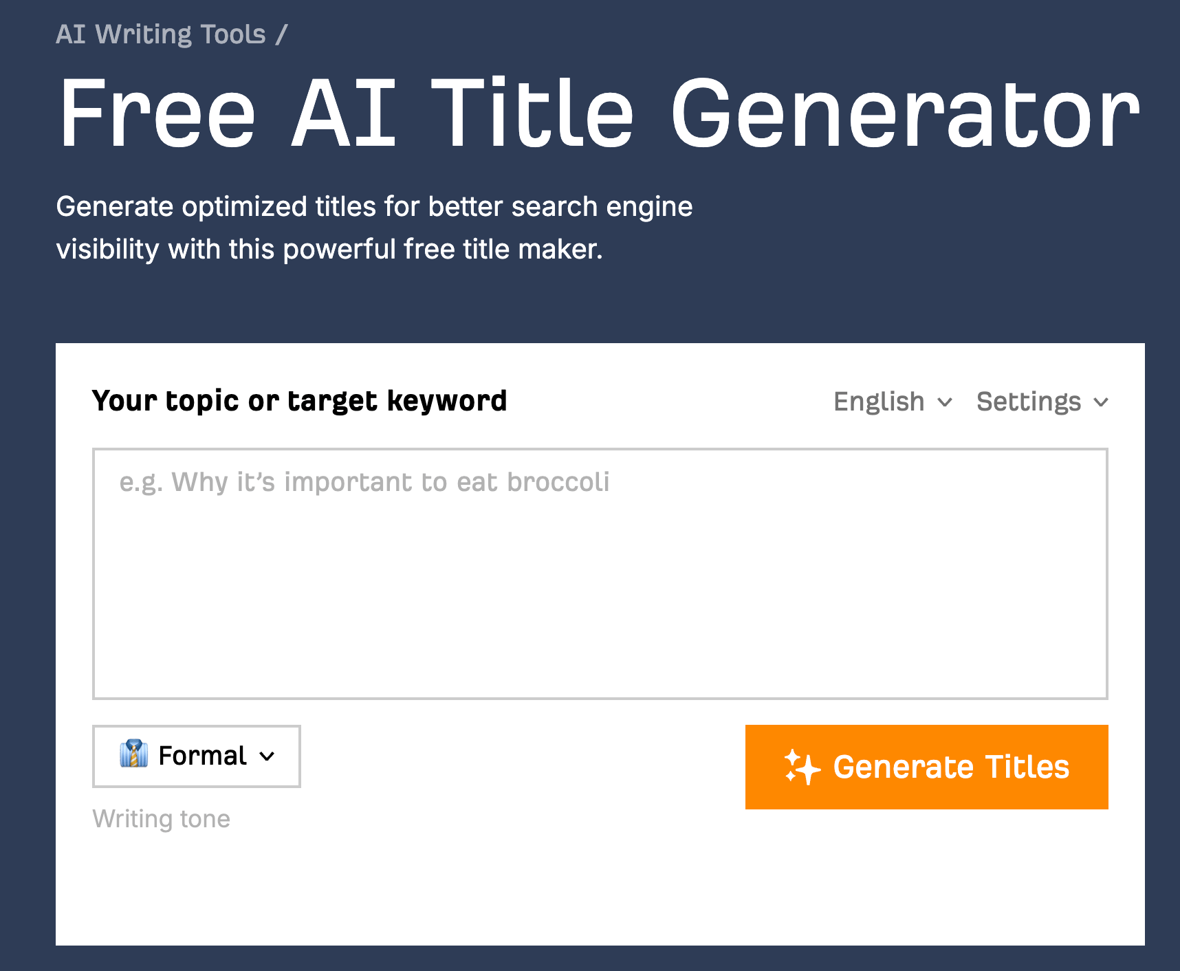 Ahrefs' free AI Title Generator