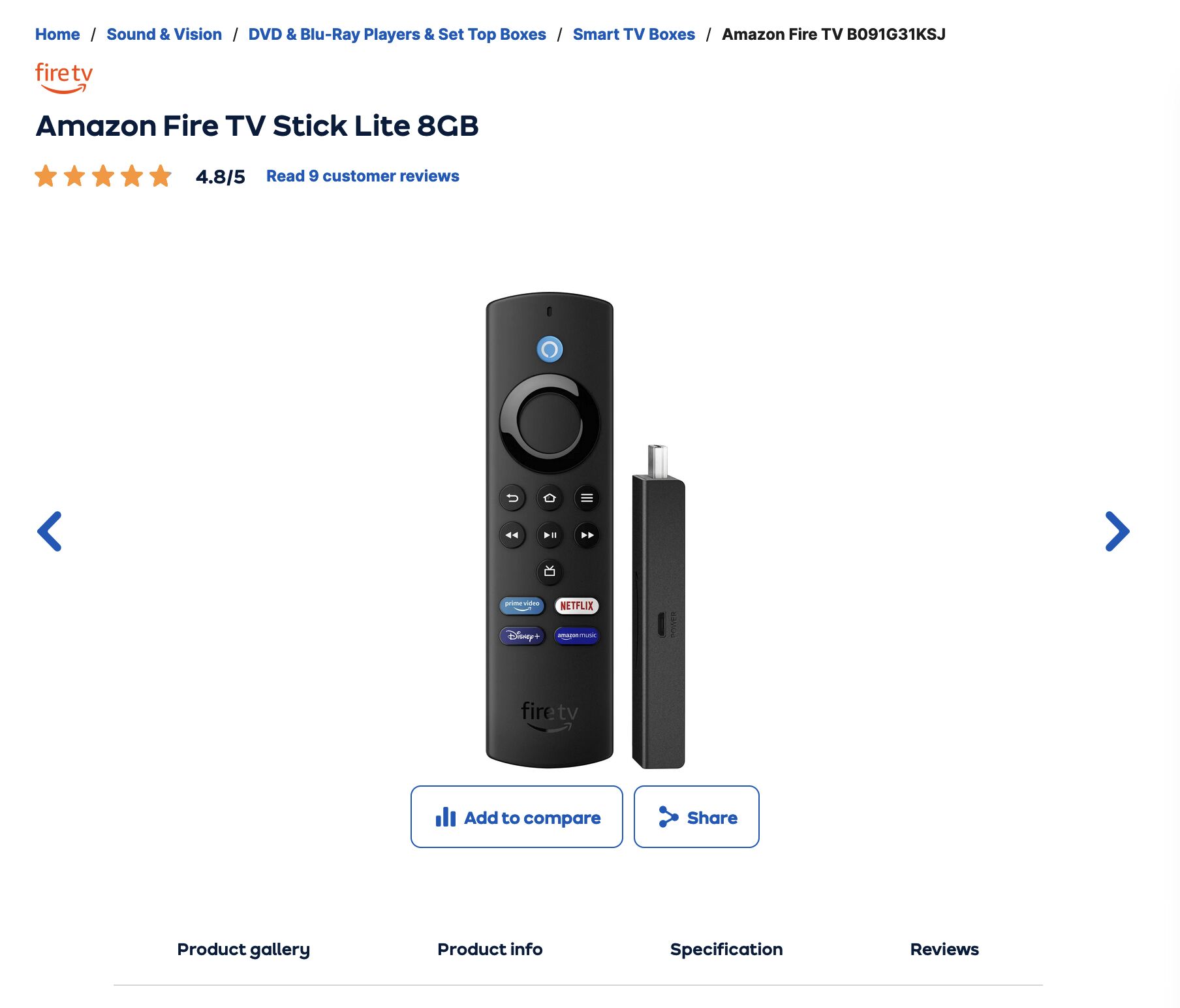 Amazon product page example
