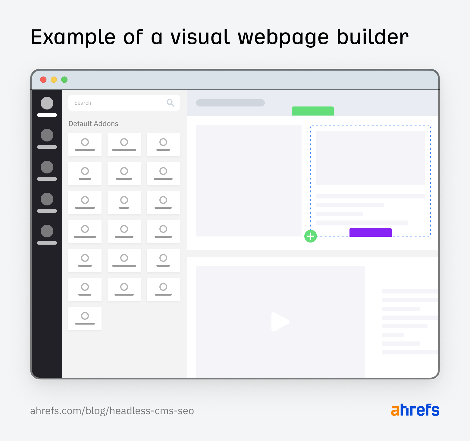 Example of a visual drag-and-drop website builder interface