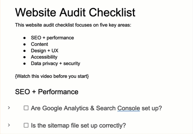 How to follow the website audit checklist