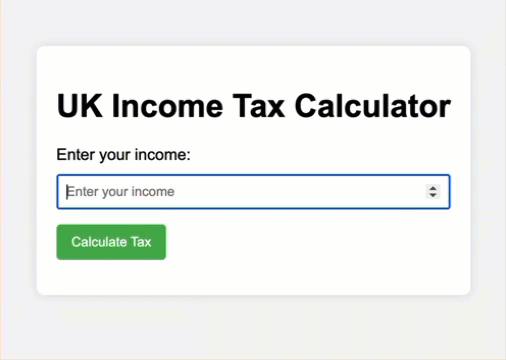 The tax calculator I got ChatGPT to create after a few iterations 