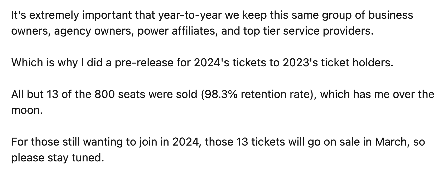 Matt Diggity explains that there are just 13 tickets left for sale for CMSEO 2024