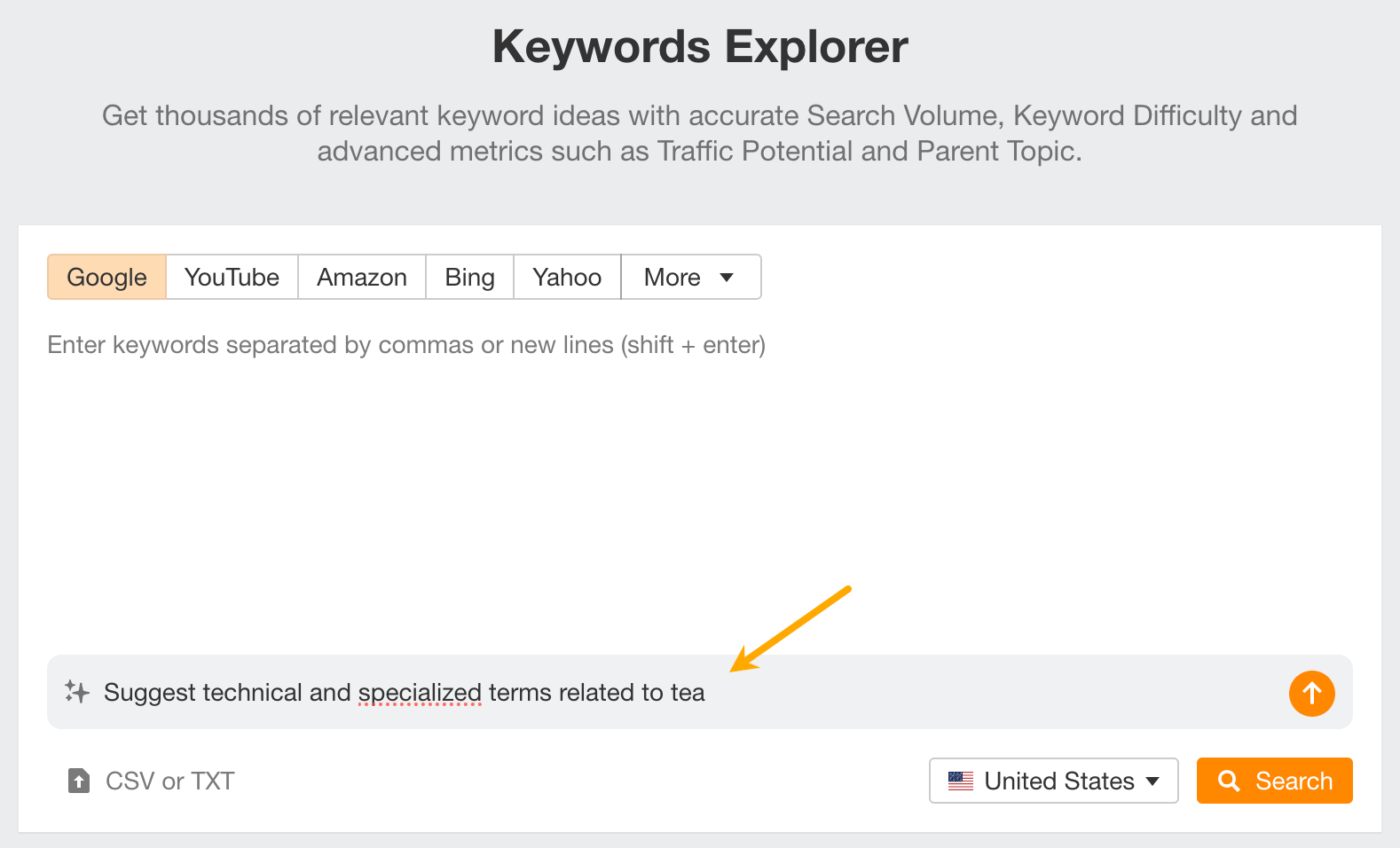 How to get keyword data in Ahrefs.