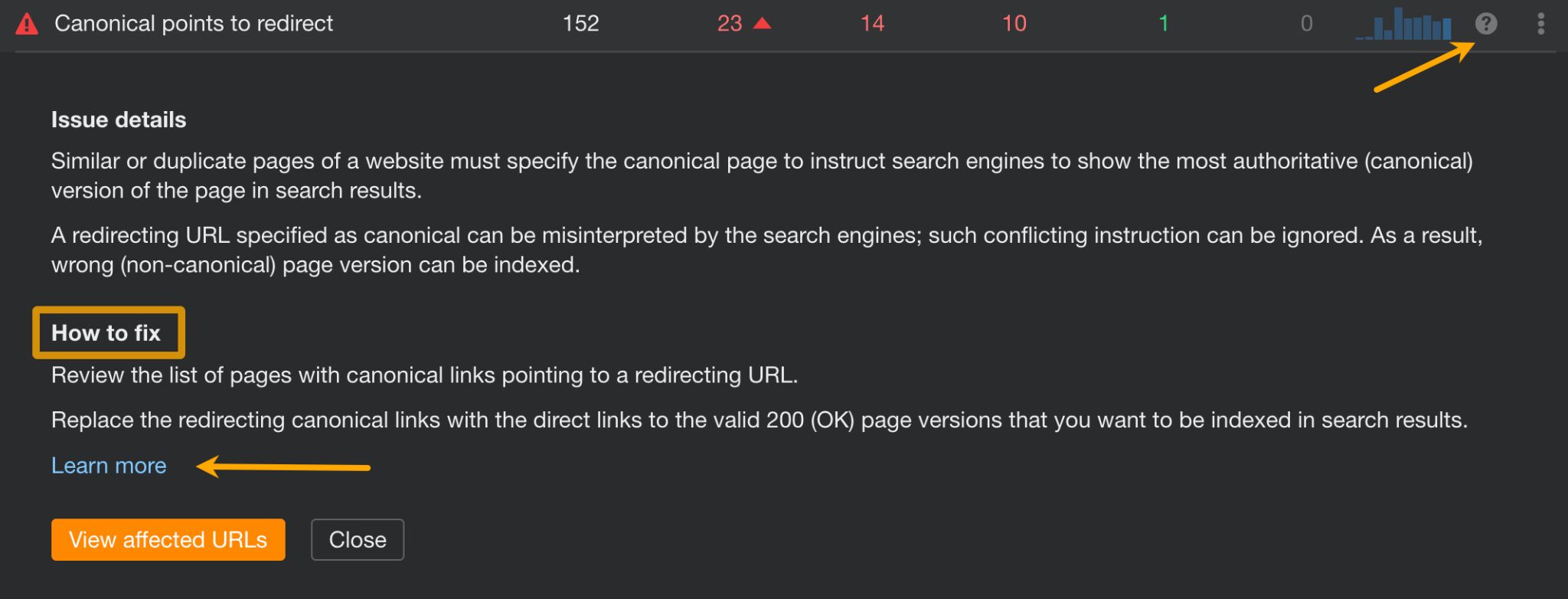 Canonical points to redirect issue details.
