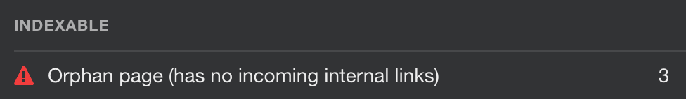 Orphan page issue in Site Audit.