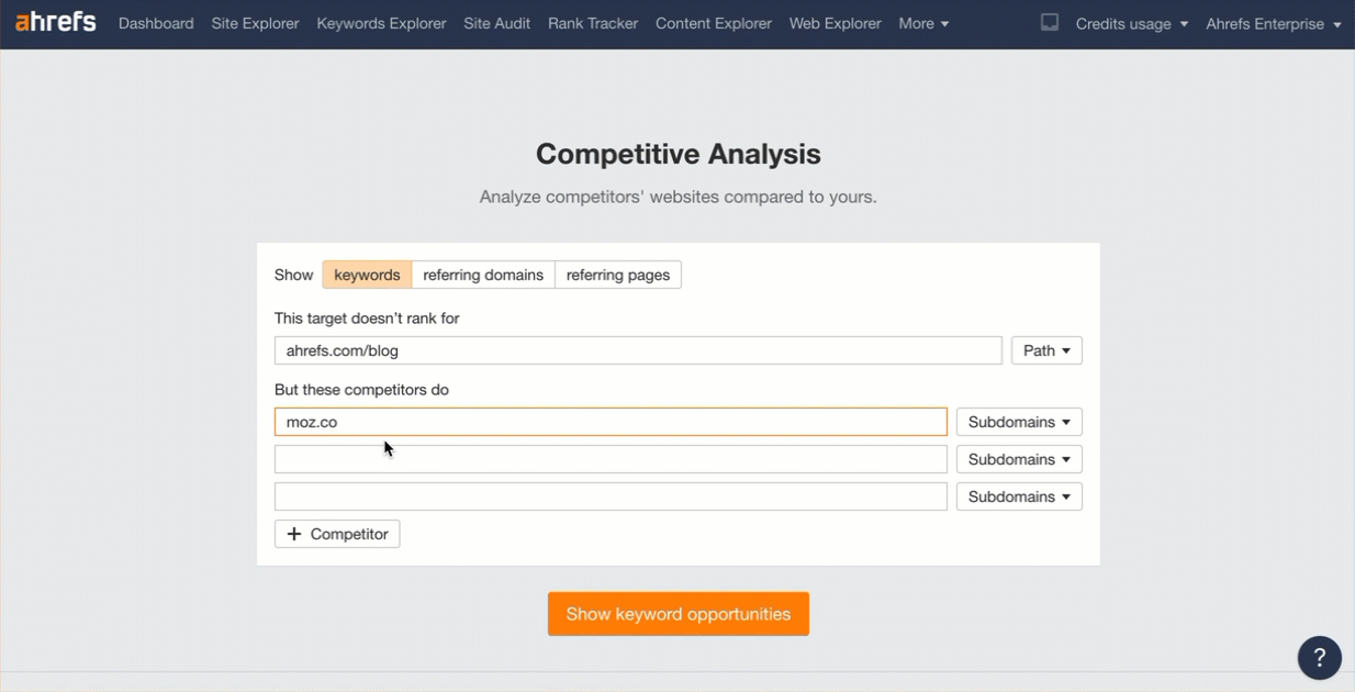 Exporting the data from Ahrefs