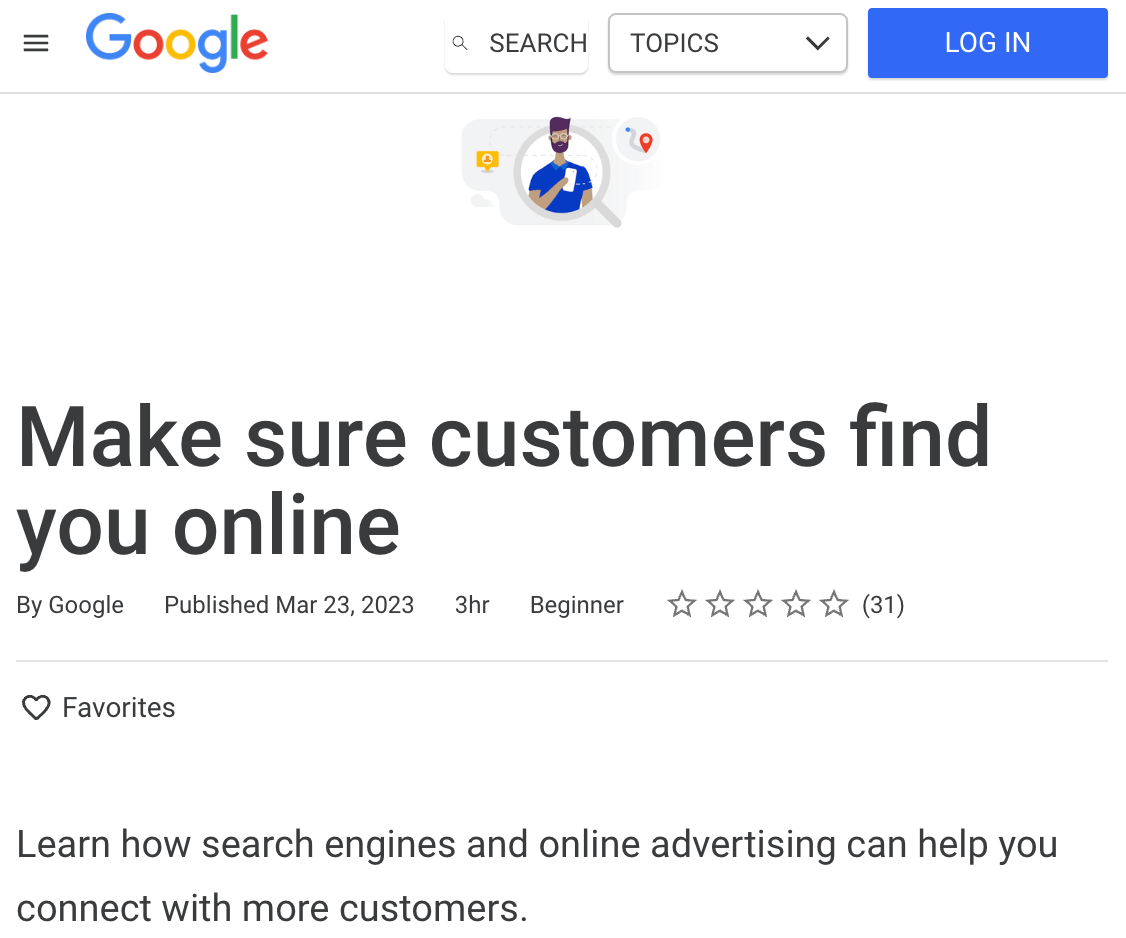 Assurez-vous que les clients vous trouvent en ligne grâce à Google Skillshop