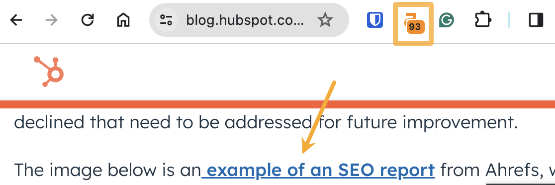 Example of a backlink earned with a template