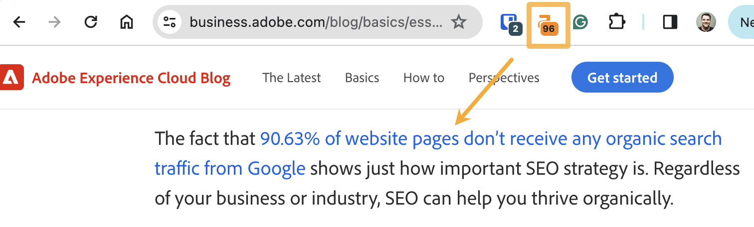 Example of a backlink earned with data